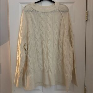 Aerie Cozy Cream Cable Knit Sweater